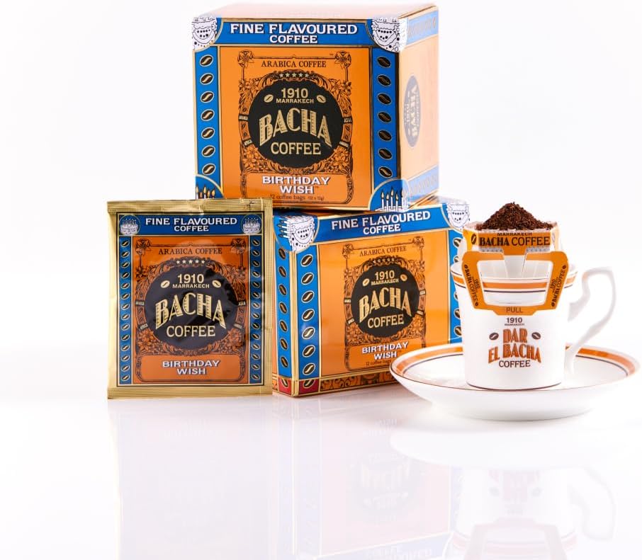 Bacha Coffee | Birthday Wish Fine Flavoured, Medium Roast, 100% Arabica Specialty Coffee, 12 Coffee Drip Bags, Gift Box