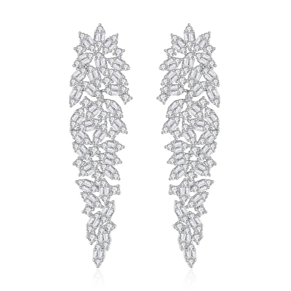 Lllunimon Pendientes De Novia De Boda Brillantes De Moda, Pendientes Colgantes De Diamante De Zirconia Cúbica, Para Mujeres, Niñas, Novias, Damas De Honor, Bailes