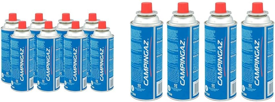 Compact Butane Gas Canister, Perfect for Camping & Outdoor Cooking - Pack of 8 & CAMPINGAZ Compact Butane Gas Canister, Perfect for Camping & Outdoor Cooking (Blue, 4)