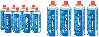 CAMPINGAZ Compact Butane Gas Canister, Perfect for Camping & Outdoor Cooking - Pack of 8 & CAMPINGAZ Compact Butane Gas Canister, Perfect for Camping & Outdoor Cooking (Blue, 4)