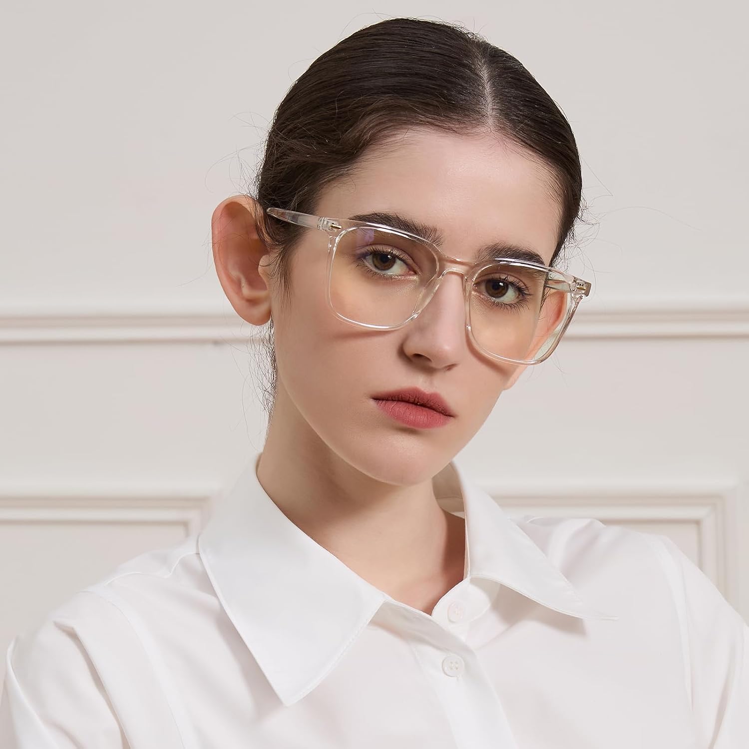 Oversized Square Blue Light Blocking Glasses for Women Men, Anti-Fatigue Computer Monitor Gaming Glasses Reduce Eye Strain(transparent) - Image 2