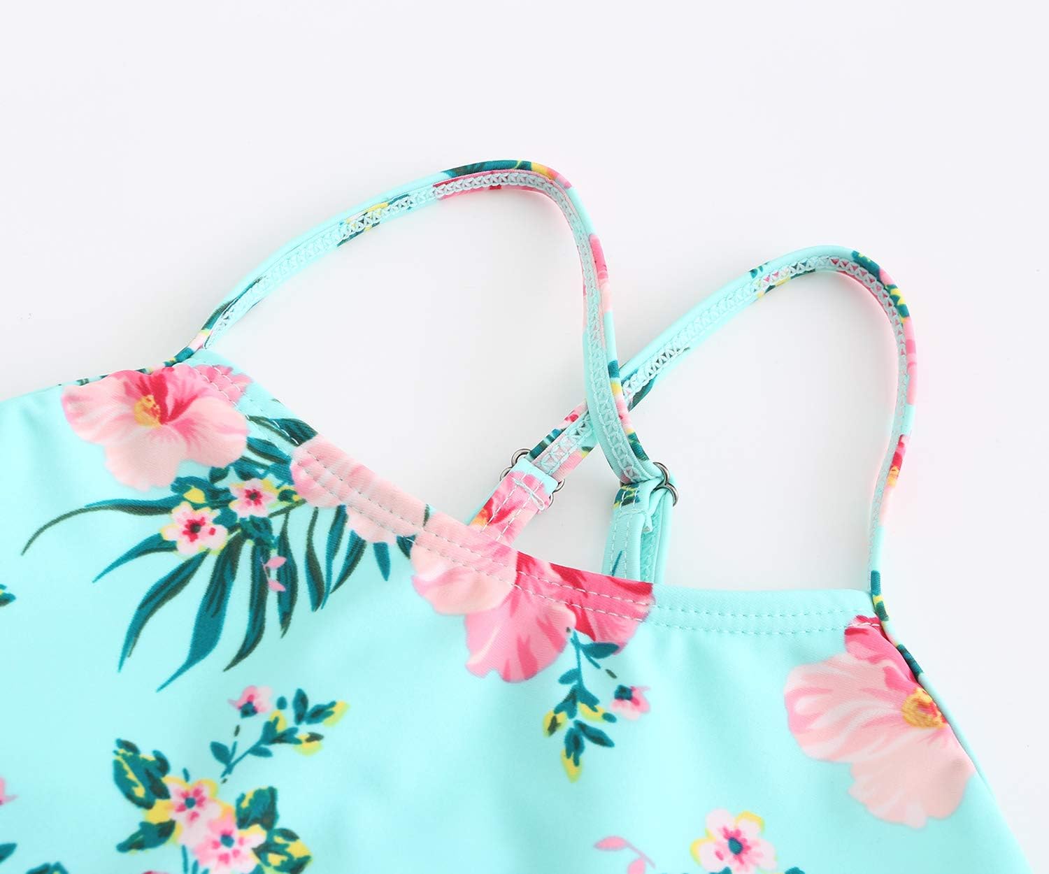 HowJoJo Girls Two Piece Tankini Swimsuit Green Floral Bathing Suit Swimwear - Image 5