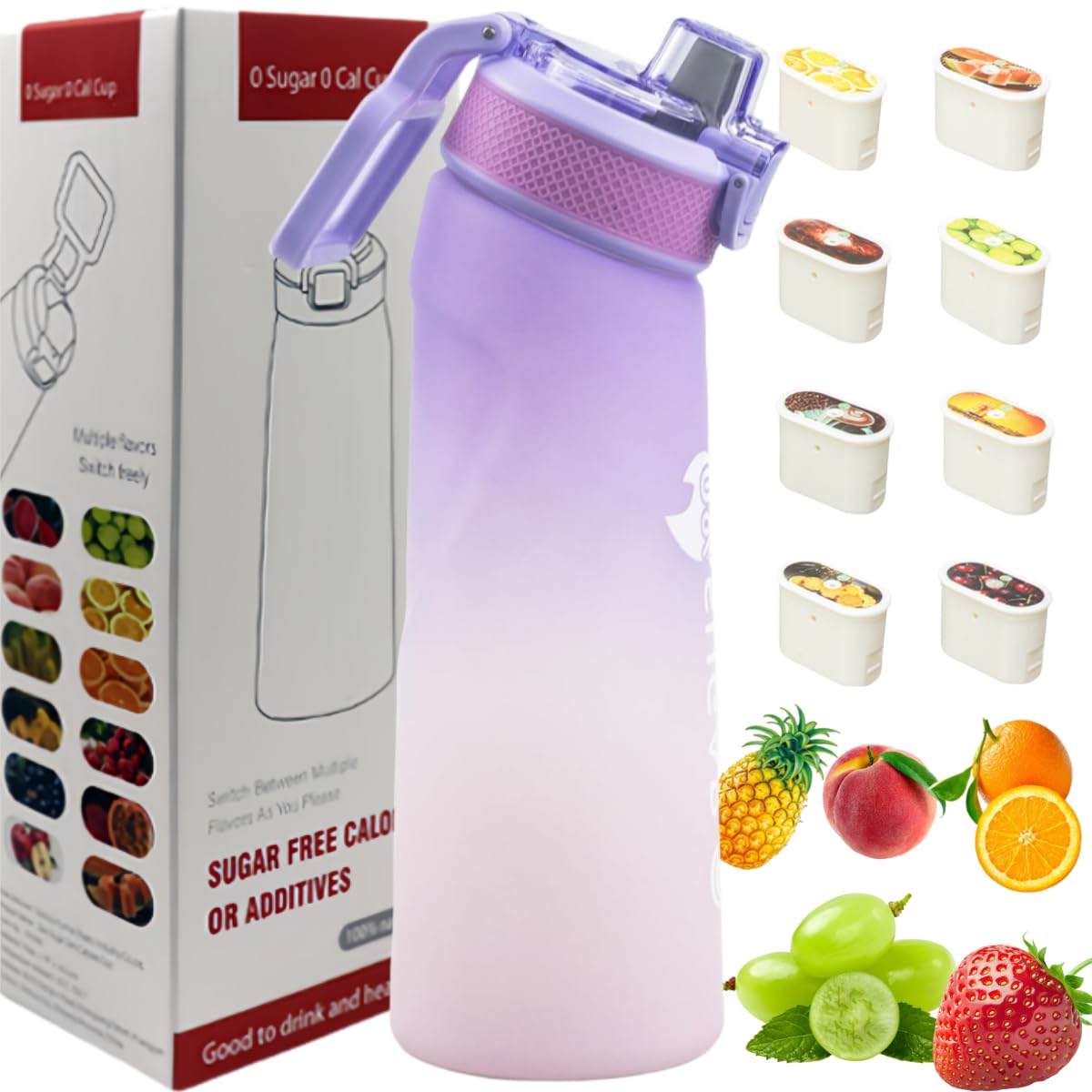 Putextile Water Bottle with 1 Flavor Capsule, 2.0 Upgraded Version, 700ml, BPA Free, for Gym and Outdoor Activities (Color G + 1 Random POD) โ image 1