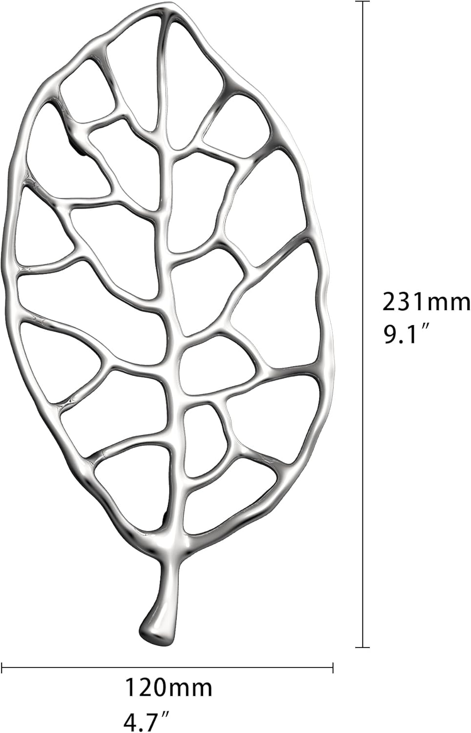 qAp quality art Practical Leaf Vein Dish – Solid 304 Stainless Steel Soap Holder & Decorative Serving Tray – Mirror-Polished Modern Art for Bathroom Spa