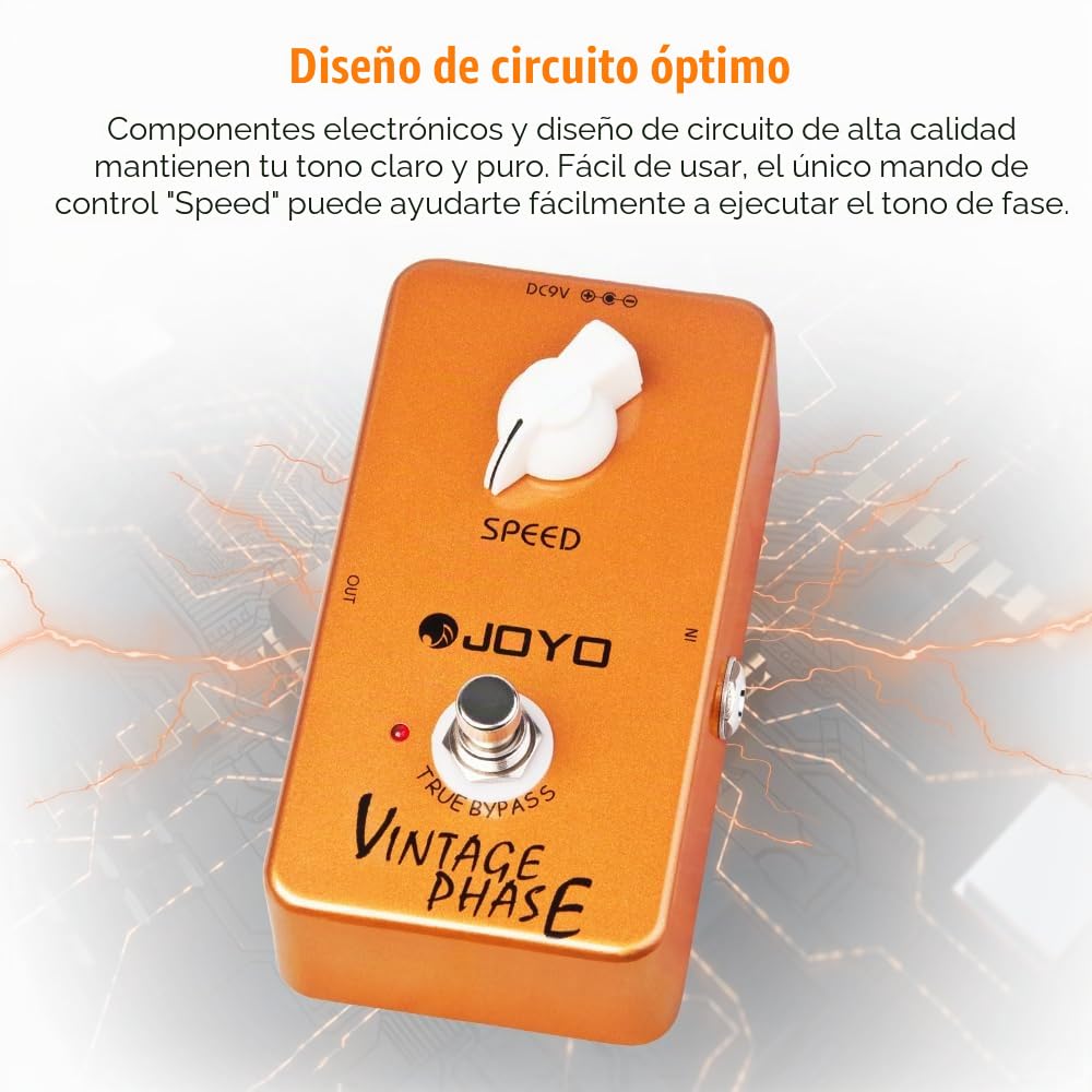 JOYO Pedal de guitarra de fase vintage, tono clásico de los años 70 con control de velocidad para guitarra eléctrica, True Bypass (JF-06)