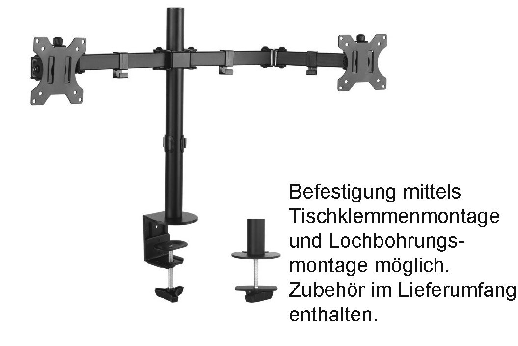 HALTERUNGSPROFI Dual Support de bureau pour 2 écrans 32 pouce LED LCD VESA 75 100 modèle Office-414