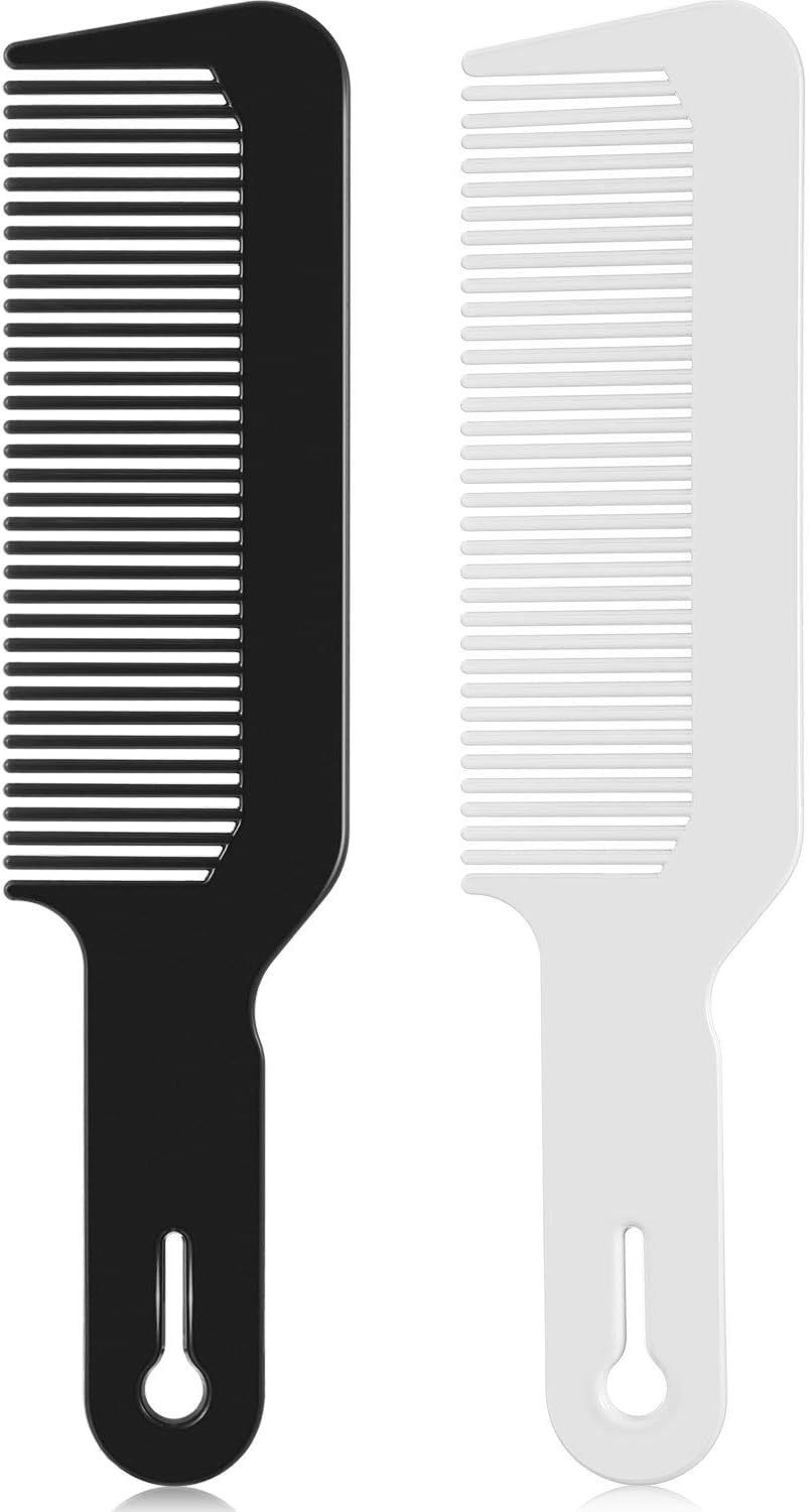 Patelai 2 Pieces Clipper Combs Barber Combs Heat Resistant Flat Top Comb Hairdressing Combs Hair Cutting Combs (Black, White)