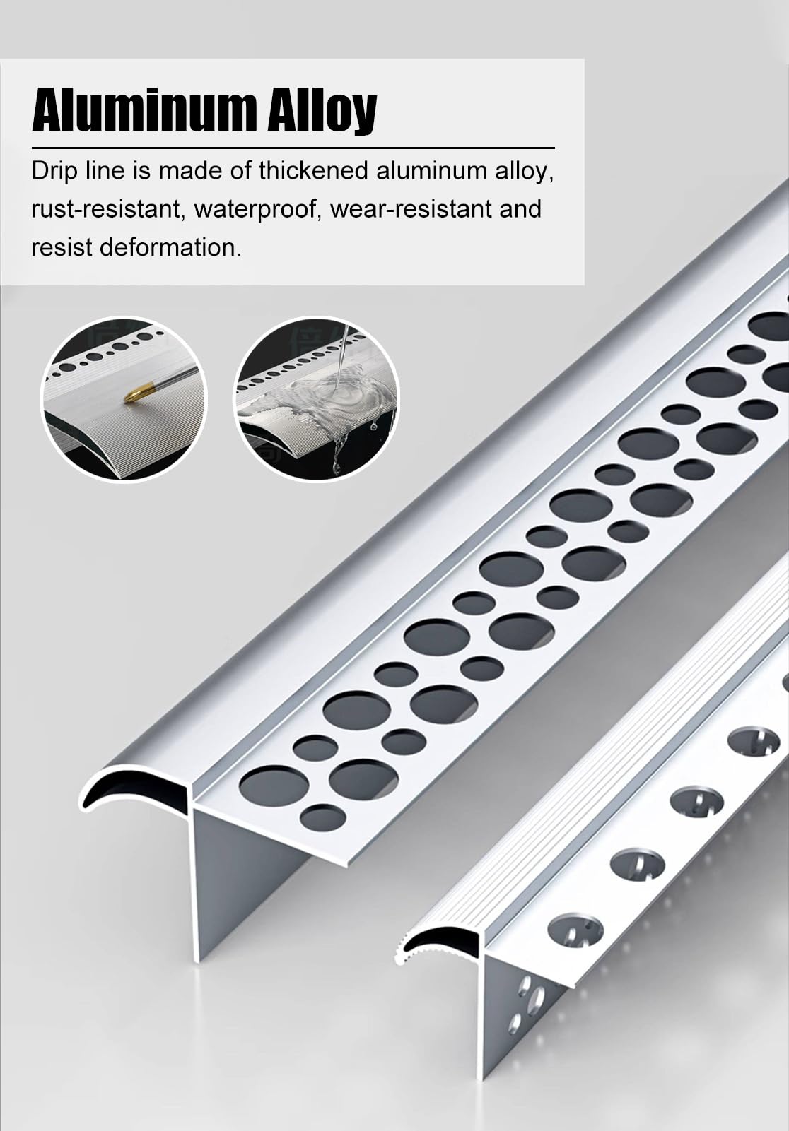 Treppenkantenprofil Gebogene Außenwand-/ Dach-Tropfkante, Wasserfeste Regenabweiser-Leiste aus Aluminiumlegierung, Regenabweiser für Türen (Balkon, Wohnbereich, Geschäft)(Width-5.5cm(2 1/8"))