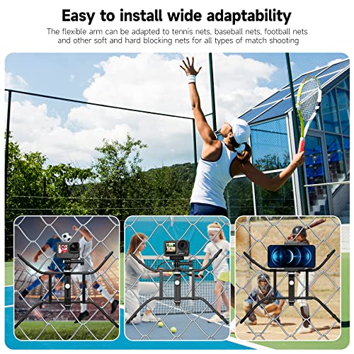 Telesin Flexible Fence Mount With Adjustable Clamp Arm For Phones Gopro Insta360 Mevo Start Backstop Camera, Softball, Tennis, Baseball, Football, Net/Chain Link Games Live Streaming Recording #TOP4