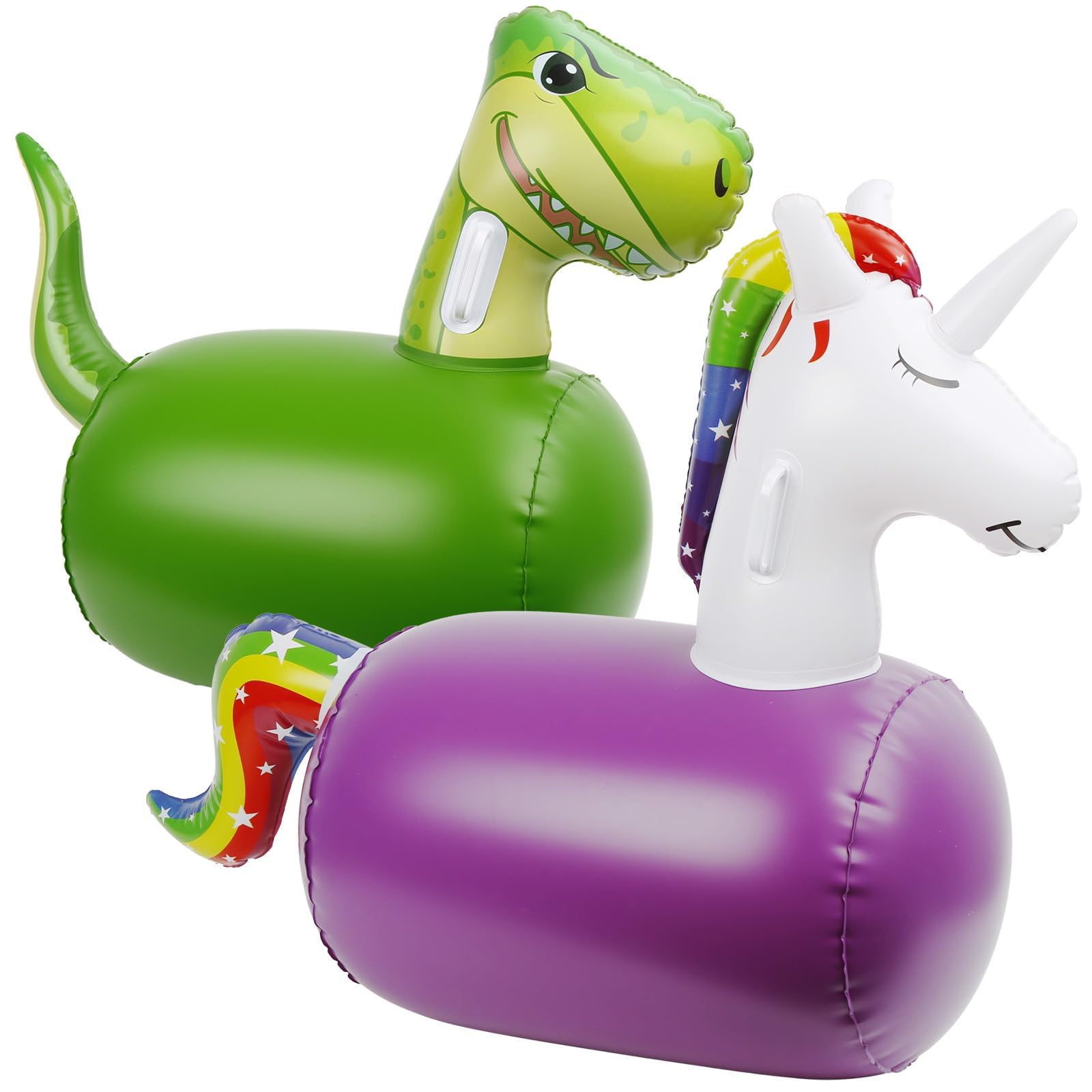 Inflatable Hopping Animal Bouncer Dinosaur 2 pack, Fun and Durable, Inflatable Large Hopping Animal, Jump into Excitement, Indoor and Outdoor, Supports Up to 250 Pounds, Ages 3 and Up (Green, Purple)