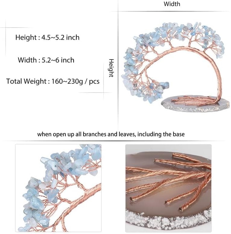 Miniatura 5 de Árbol de cuarzo de cristal natural hecho a mano con piedra bonsái sobre base de ágata geoda, Feng Shui, decoración de escritorio para la salud y la