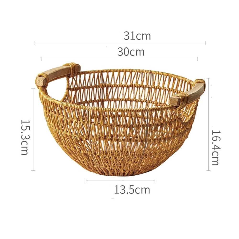 Cesti di frutta Cestino di frutta in rattan con manici, cestino rotondo intrecciato for servire cibo, decorativo for la casa