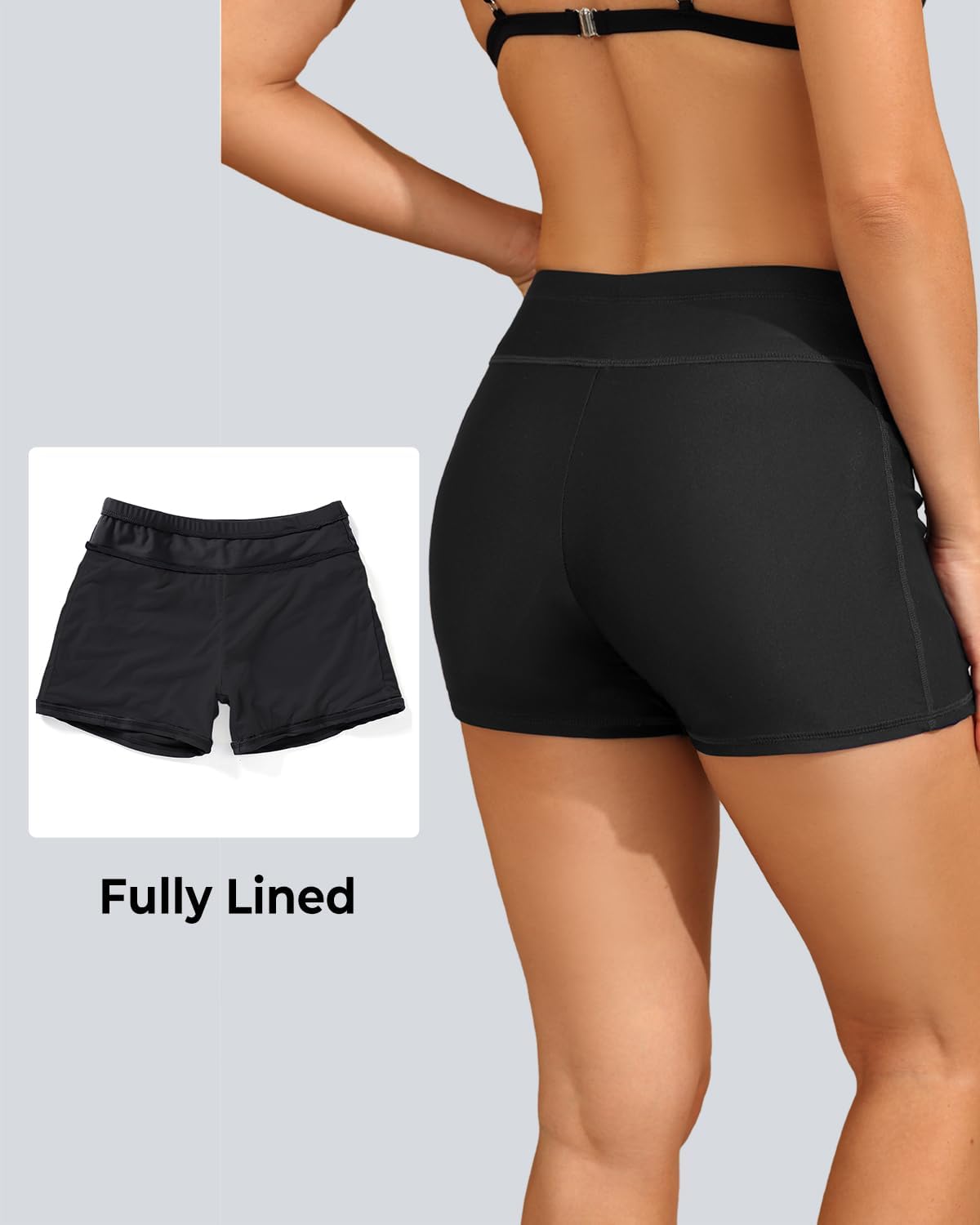 Daci Womens Tummy Control Swim Shorts - 3" High Waisted Bathing Suit Short with Pockets Liner UPF 50+ 2025 Swimsuit Bottom - Image 5