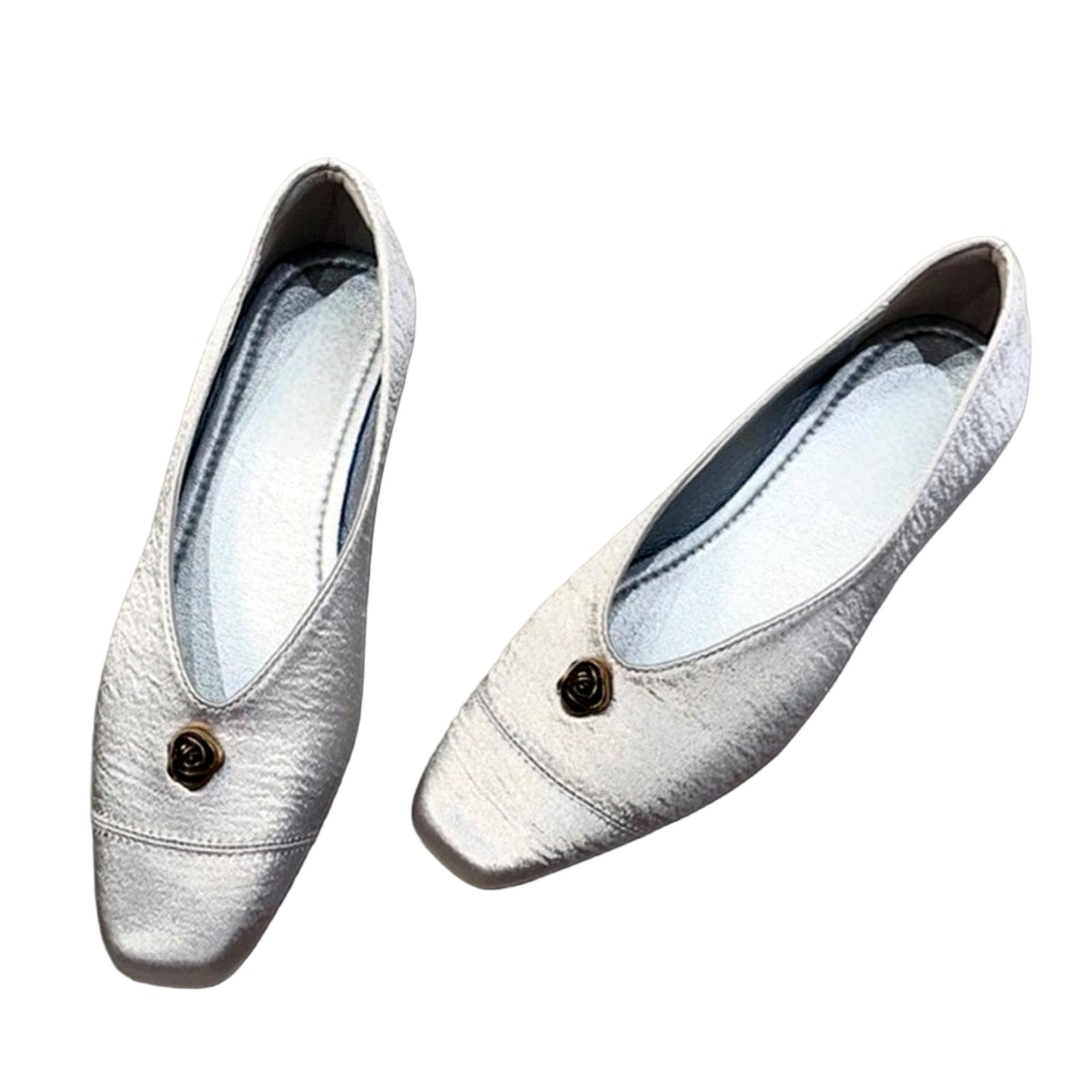 JJDFW - Scarpe da lavoro da donna con punta quadrata e tacco basso, punta quadrata, tacco basso spesso (≤ 3 cm), senza lacci, tomaia in poliuretano, fodera in microfibra, giallo/nero/argento