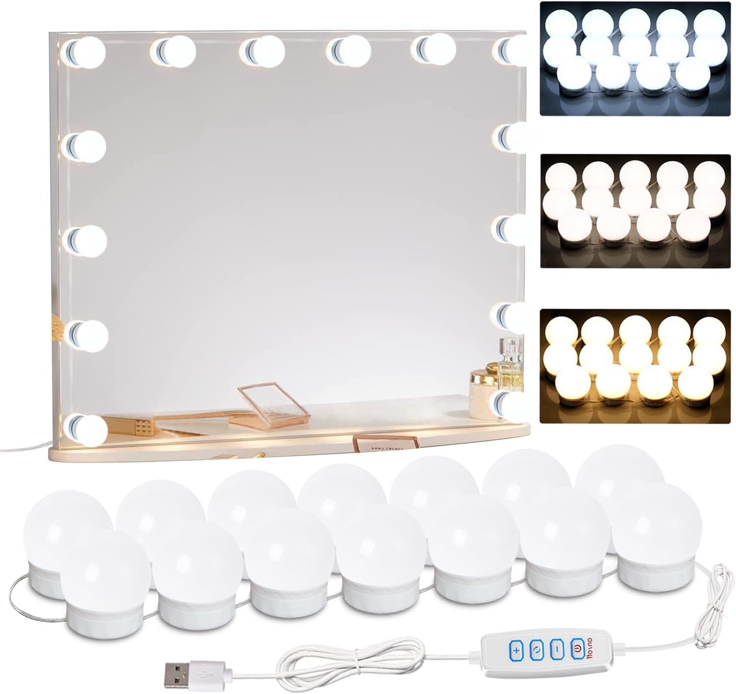 22.6ft Led Vanity Mirror Lights with 14 Dimmable Light Bulbs Makeup Vanity Lights for Big Long Mirror,Mirror Not Included