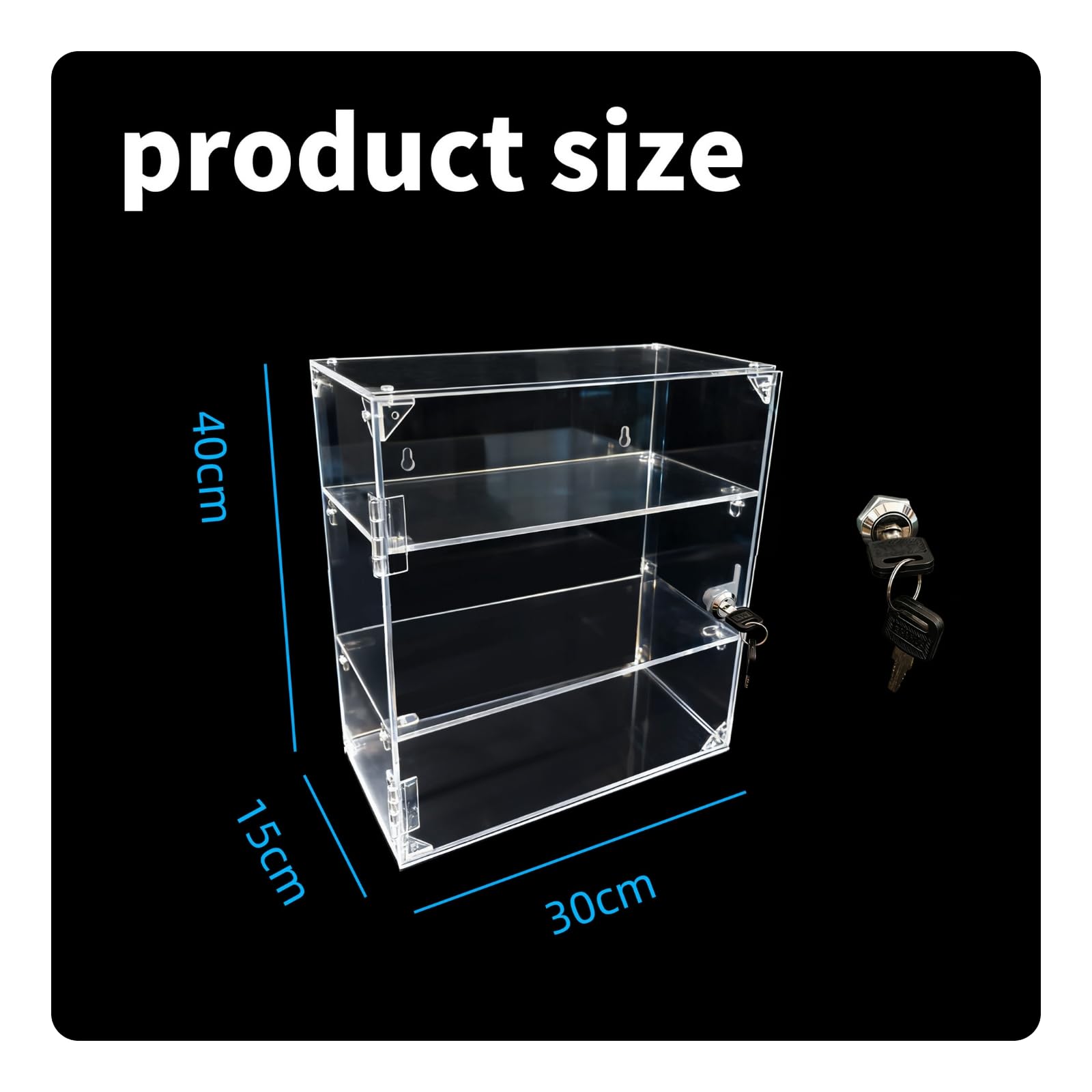 Amagogo Vitrina Acrílica de Exhibición Caja Expositora Gabinete Transparente Armario con Grados con Bisagras Fácil Desmontaje Adecuada para Escritorio , 30x15x40cm, 4 Niveles