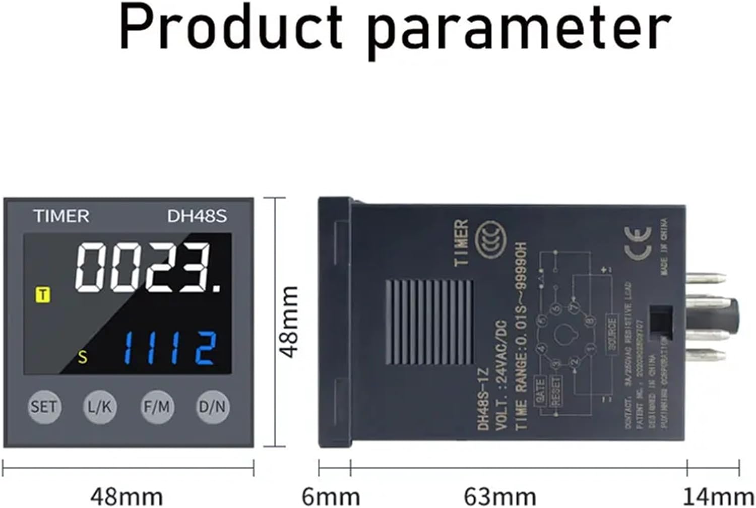 DH48S Intelligent Digital Display time Relay 24V Energized delay Controller 24V Infinite Cycle delay Device (Color : AC DC 24V, Size : 5TA AC DC 24V)