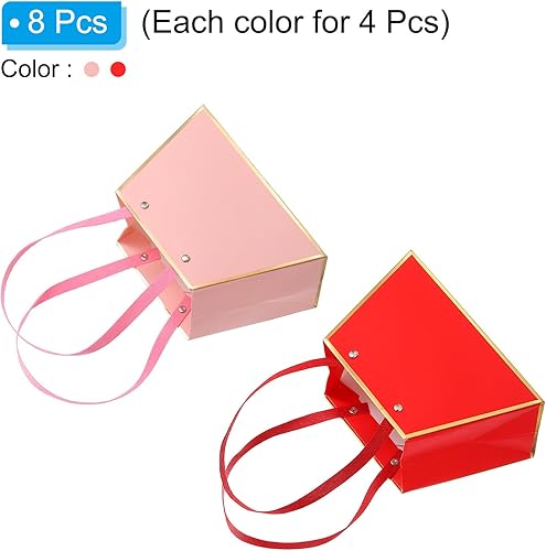 Miniatura 3 de PATIKIL Bolsas de regalo de flores para juego de ramos, paquete de 8 bolsas de mano portátiles para ramo de flores, cajas con asas para floristería,