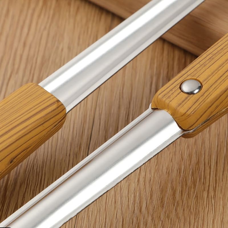 Manche en grain de bois de style scandinave avec manchon en acier inoxydable