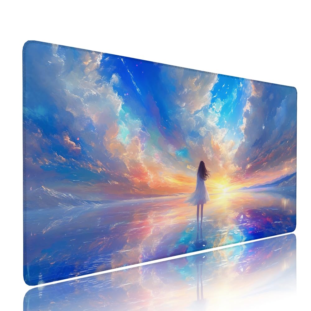Alfombrilla de Mouse para Juegos, Blu, XXL, Antideslizante, Impermeable, Diseño de Sogno, Extendido, Grande, 1200x600x3mm, para PC, Laptop, Ufficio, Famiglia d-810