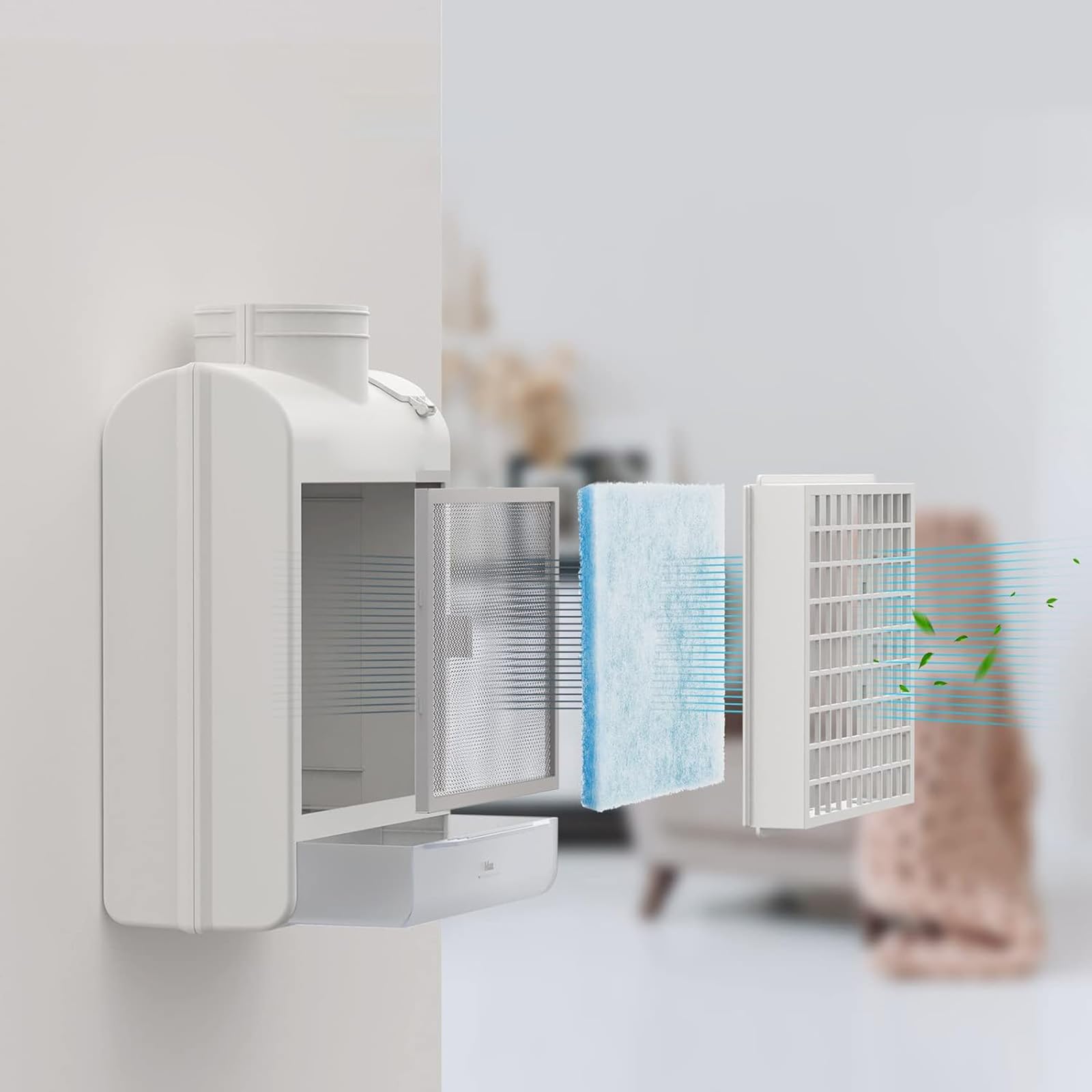 Abluftfilter für Trocknerentlüftung Innenbereich, 3-in-1-Fusselfänger mit Edelstahlsieb, Trocknerabluft zur Sammlung mit Polyesterschicht
