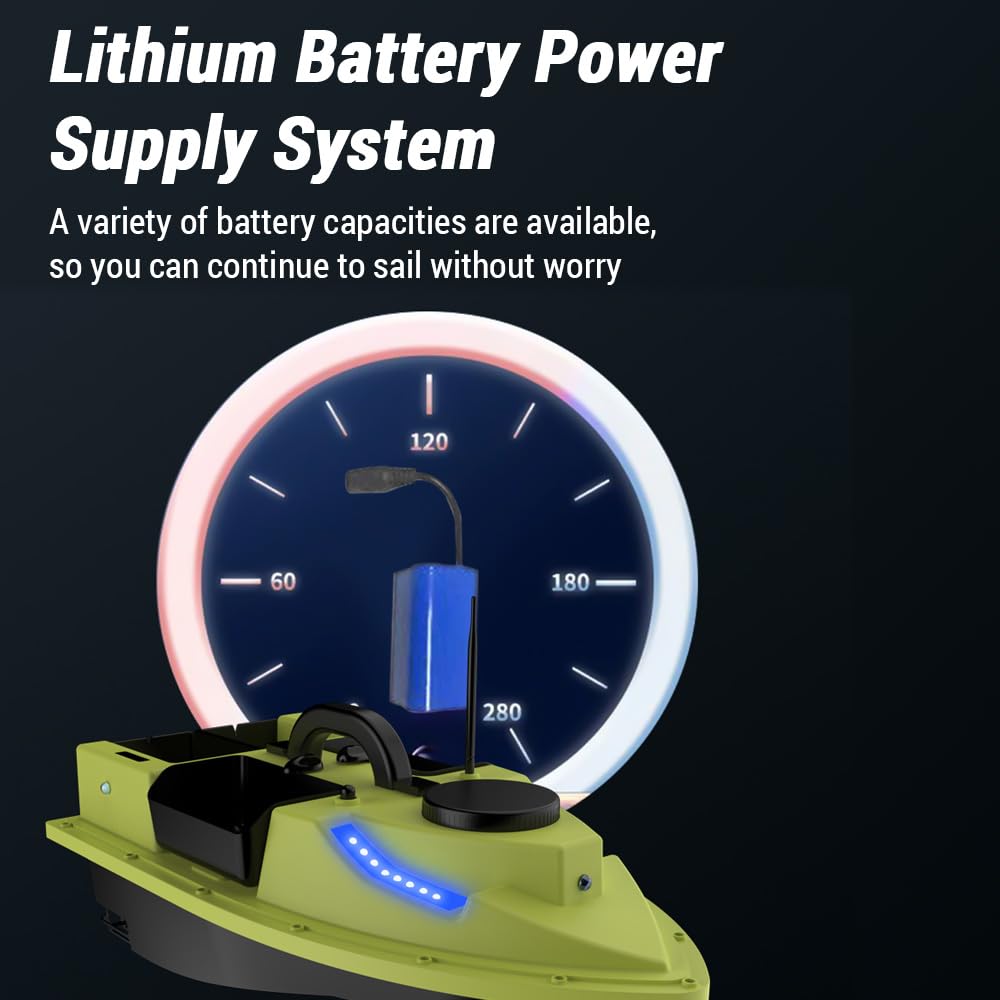 Matybobe RC, 500 m, telecomando senza fili, barca per esche da pesca, barca per feeder con 4 contenitori per esche, portata 2 kg