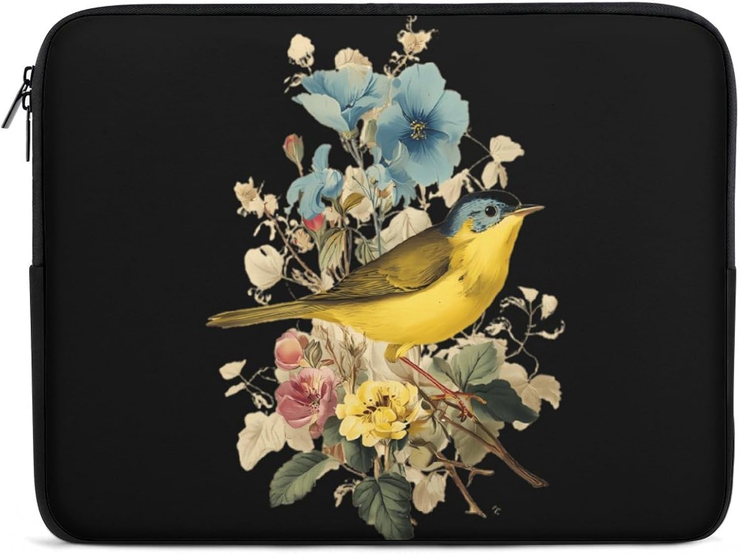 Warbler Bird on Flowers Laptop Case Sleeve Computer Tablet Bag