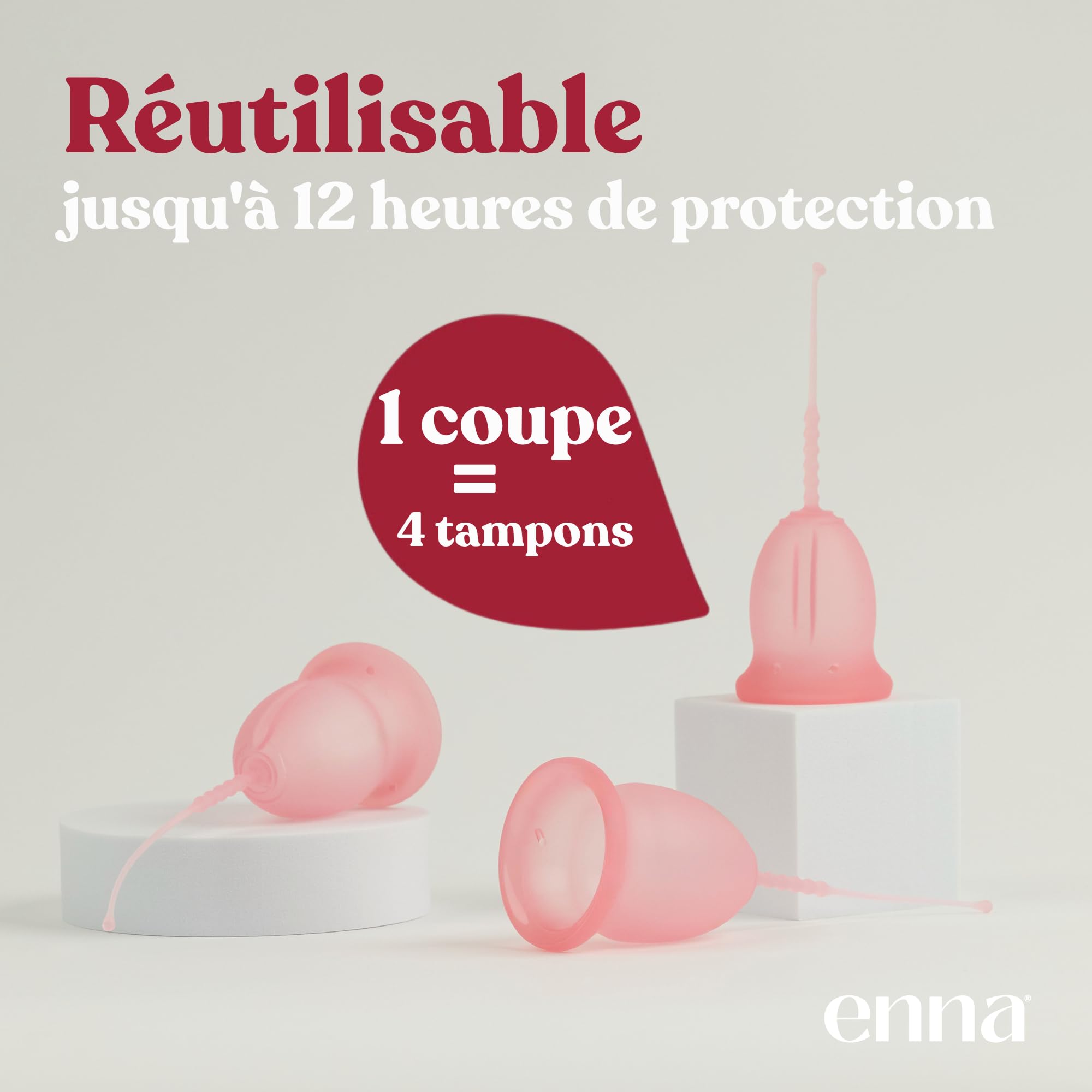 ENNA CYCLE "M" - 2 coupe menstruelles + Boîte de stérilisation | Avec enna box stérilisatrice | Adaptation naturelle | Silicone médicale| fabriquée en Espagne | Jusqu'à 12h