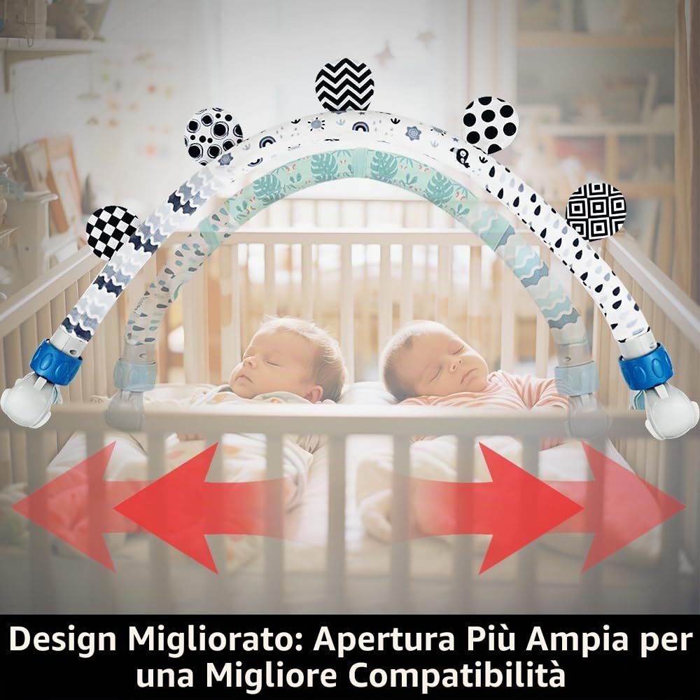 Baby Activity Travel Mobile Arch Toy, Black and White Crib Toys (Animal)