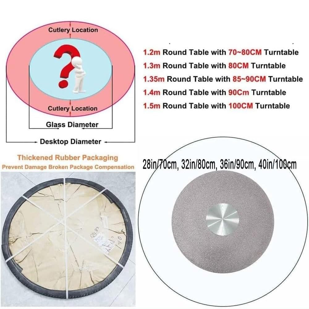 Plateau Tournant en Verre Trempé De 20 Pouces pour La Cuisine, Plateau Rotatif Rond De 40 Pouces avec Base, Lisse Et Silencieux (60 Cm/24 Pouces)