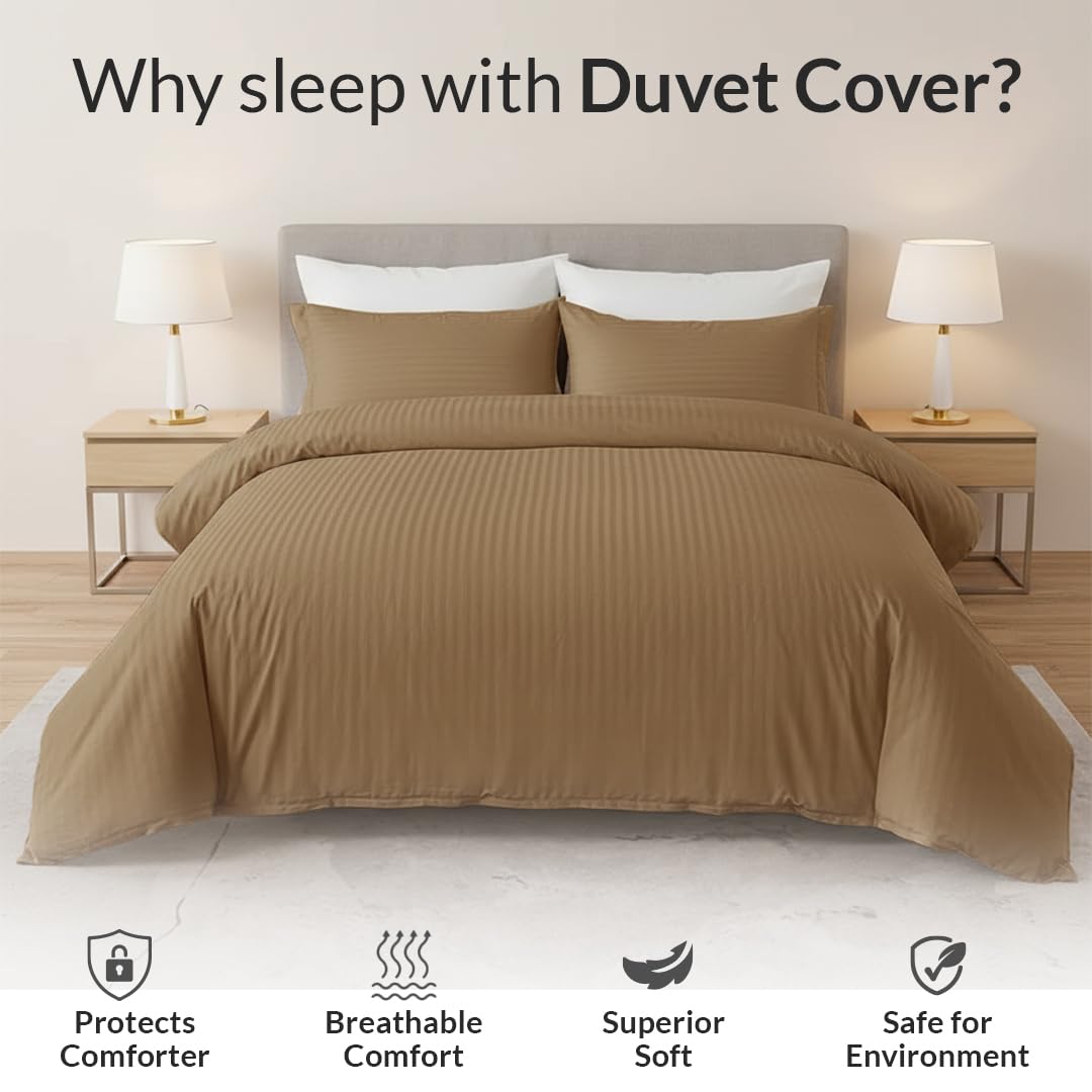 HOMEMONDE Queen Duvet Cover - Premium Cotton Stripe -3 HOMEMONDE Queen Duvet Cover - Premium Cotton Stripe -3