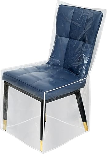 Miniatura 1 de Paquete de 4 fundas de plástico para sillas de comedor de tamaño completo, protectores de asiento de PVC transparente para comedor, fundas