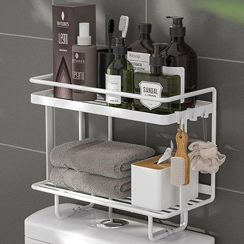 Miniatura 2 de Honung Estante multifuncional de 2 niveles, estante para tanque sobre el inodoro, almacenamiento de inodoro, estante de almacenamiento de baño, no