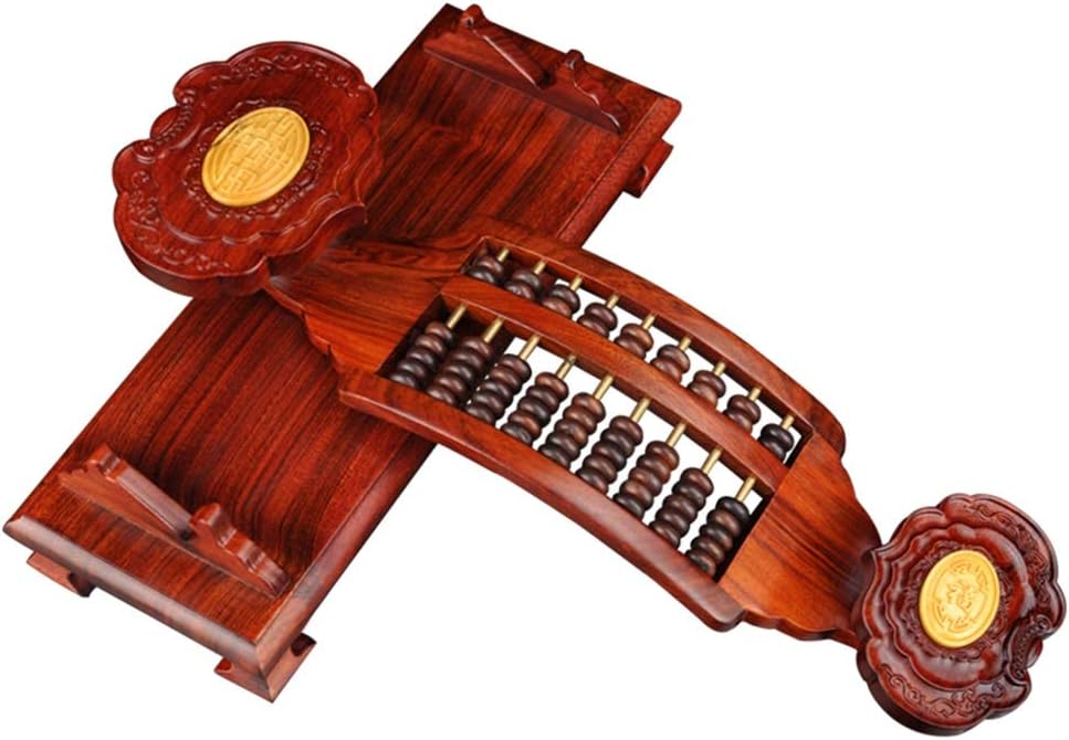 Digit Standard Abacus,Wooden Abacus,Abacus Crafts Decoration Irregular Abacus Retro Ornament Abacus Hand-Carved Business Gifts Abacus with Base(32.5 * 10 * 11cm)