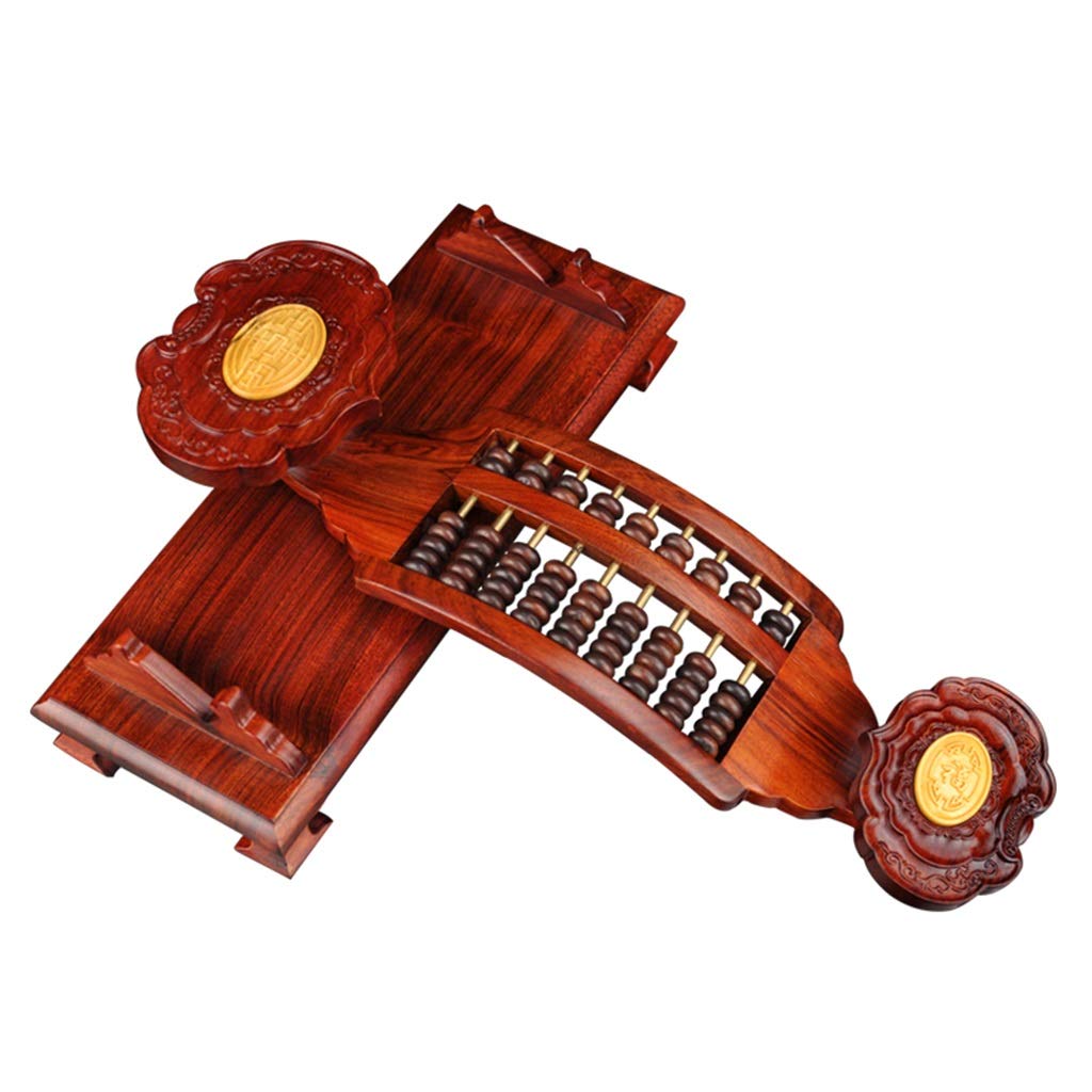 Boulier standard à chiffres, boulier en bois, boulier artisanat décoration boulier irrégulier ornement rétro boulier cadeaux d'affaires sculptés à la main boulier avec base(60*10.5*14cm)