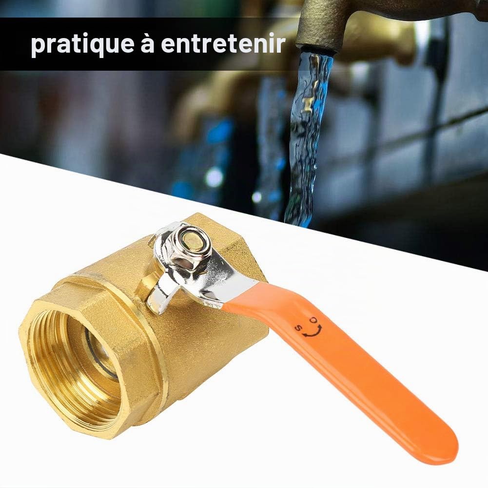 Robinet à Tournant Sphérique en Laiton BSP, DN32 1.6MPa 1-1/4-inch Vanne d'Arrêt à Robinet à Boisseau Sphérique à Filetage Femelle avec Poignée à Levier pour Gaz eau