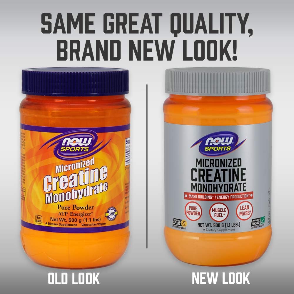 NOW Sports Nutrition, Micronized Creatine Powder, Mass Building/Energy Production, Unflavored, 1.1 Pound (1664) : Health & Household