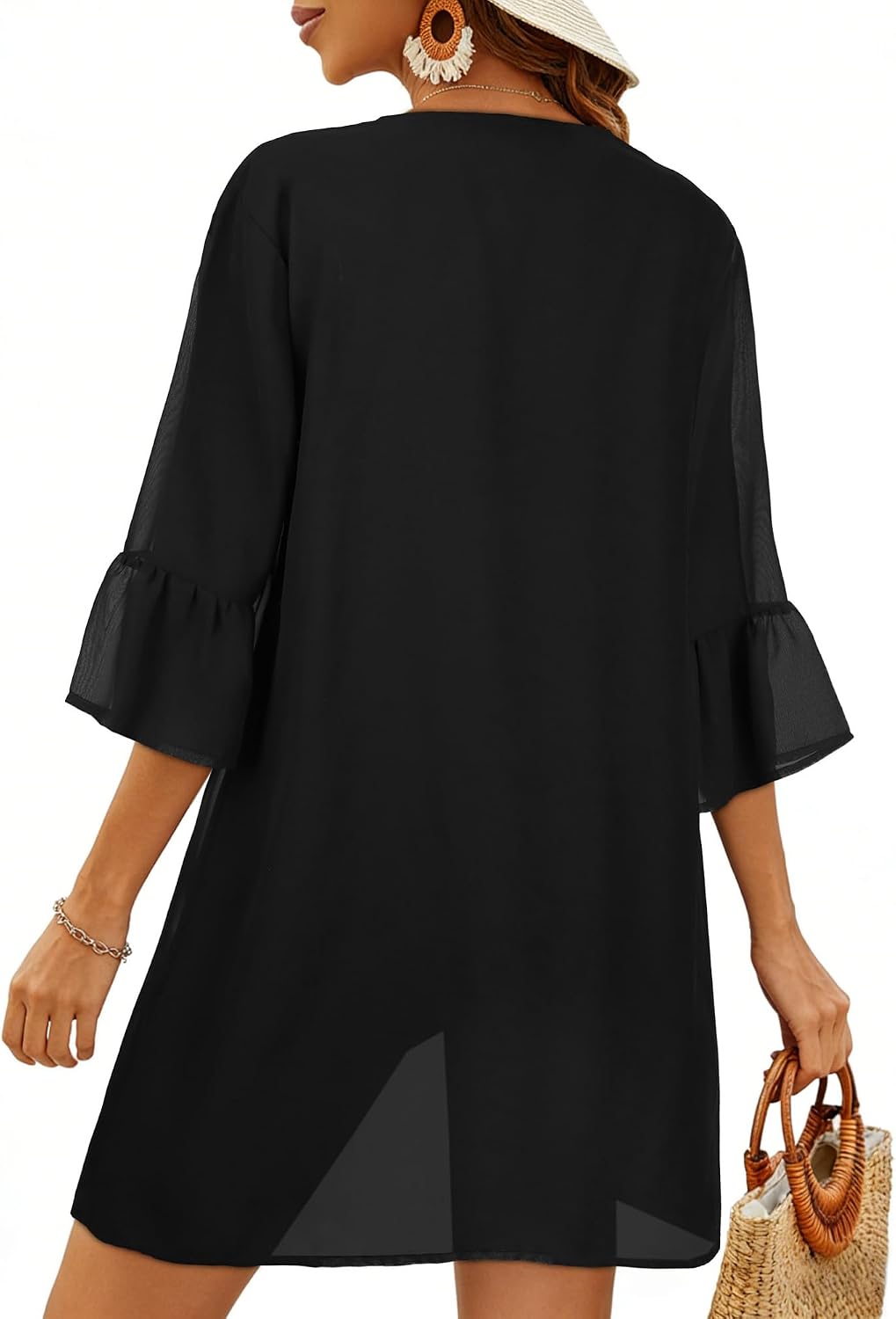 Womens Kimono for Summer Puff Sleeve Cardigan Casual Loose Fit Beach Cover Ups Resorts Swimwear 2026