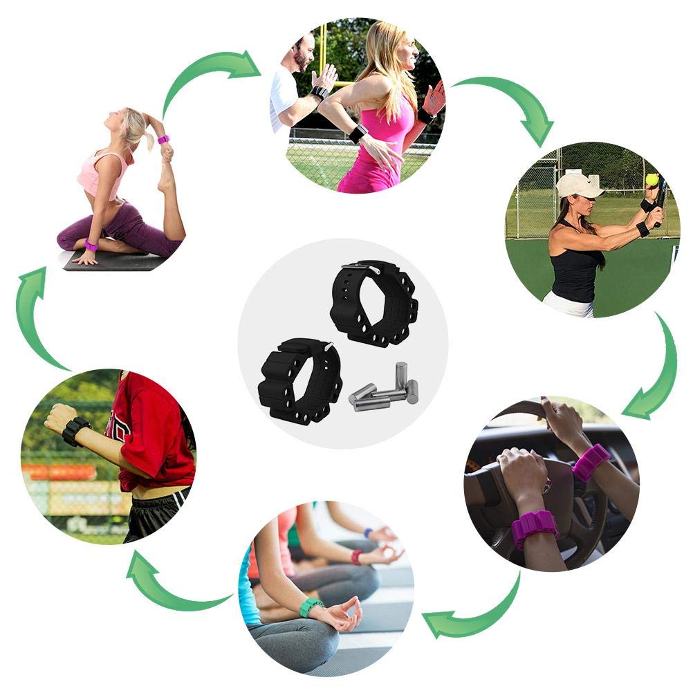 2 pesi da polso regolabili indossabili per polso, cavigliere da polso, per esercizio, jogging, yoga, ginnastica, aerobica, pilates