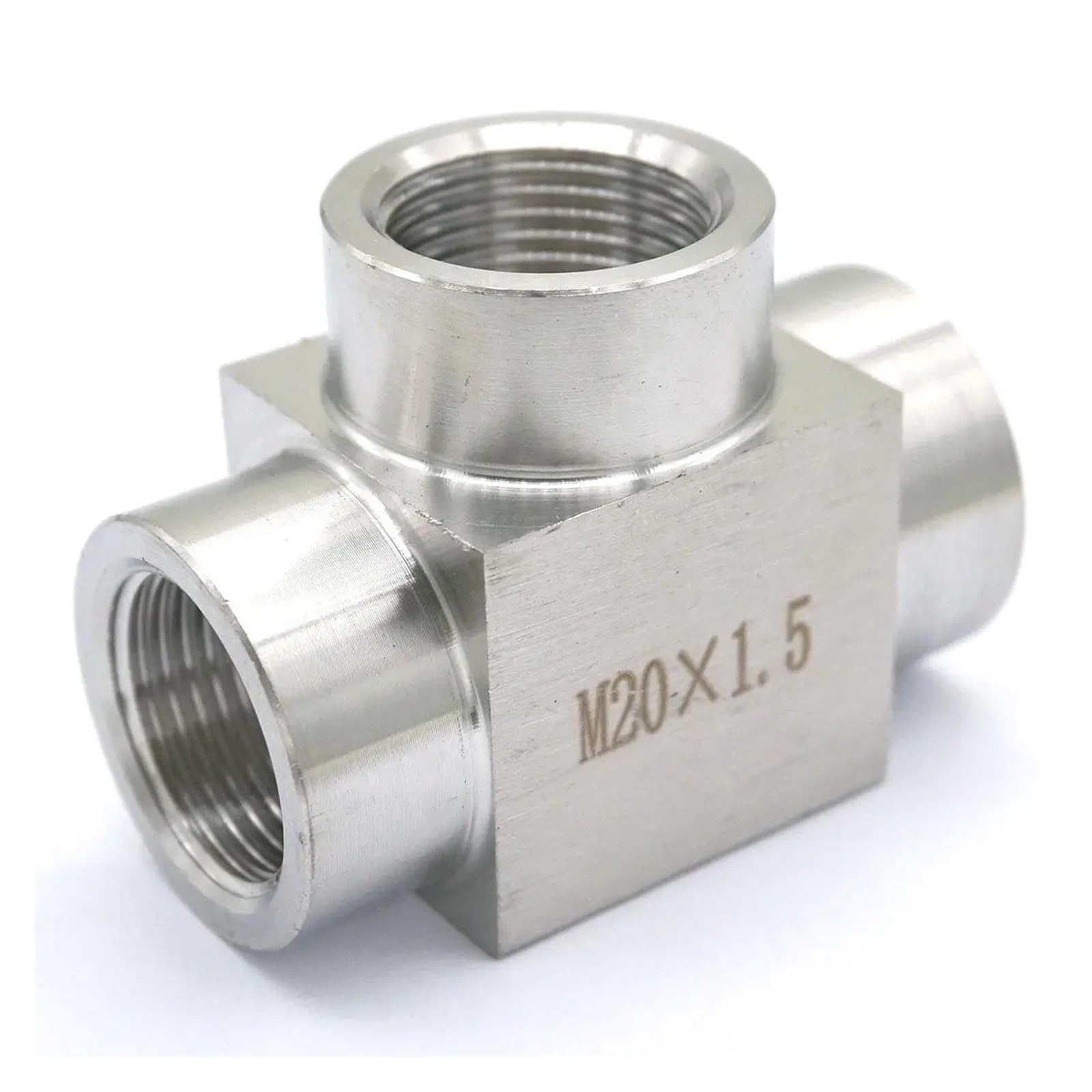 AARTERZZA Equal M20x1.5mm Female Thread Tee 3 Way 304 Stainless Steel Pipe Fitting Connector Max Pressure 2.5 Mpa