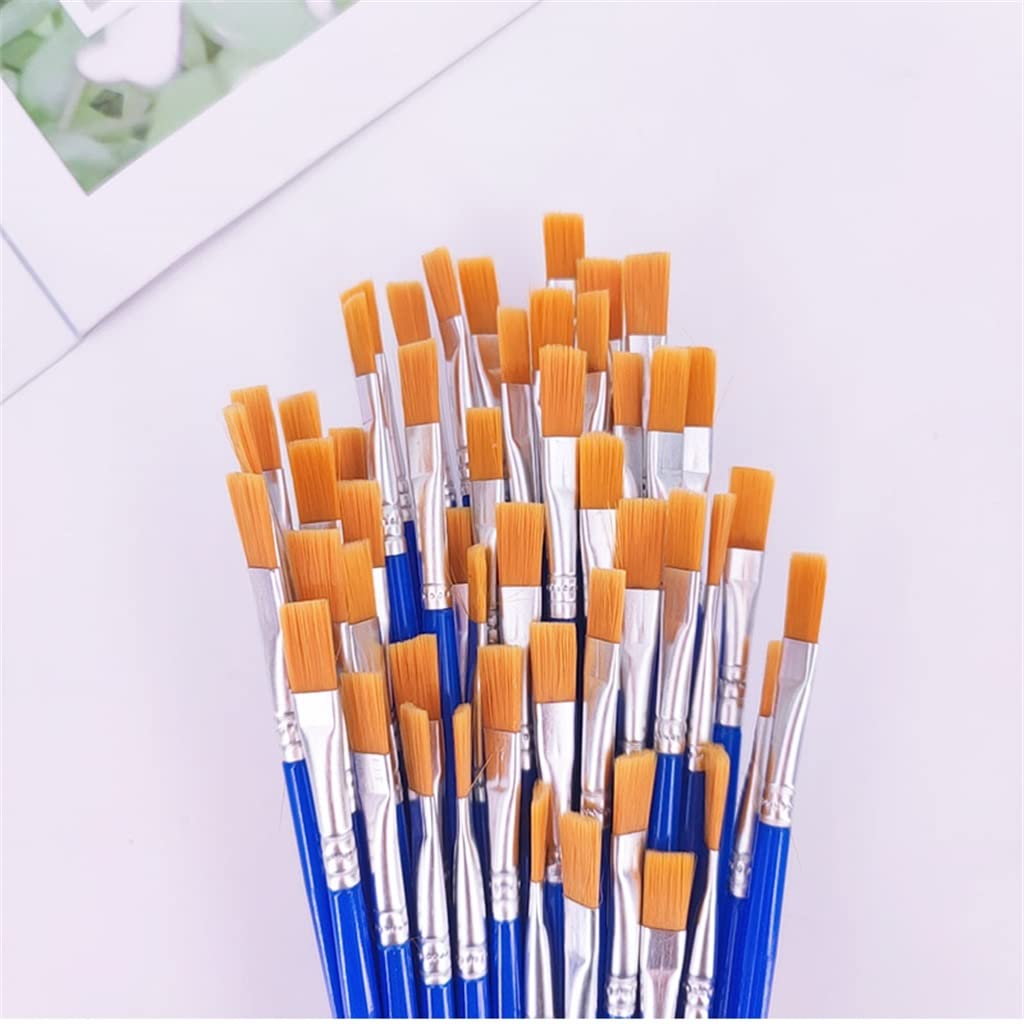50 Stück Flache Pinsel, kleines Pinselvolumen zum Malen von Details, unverzichtbare Requisiten für die Kunstmalerei (weißer Stil)