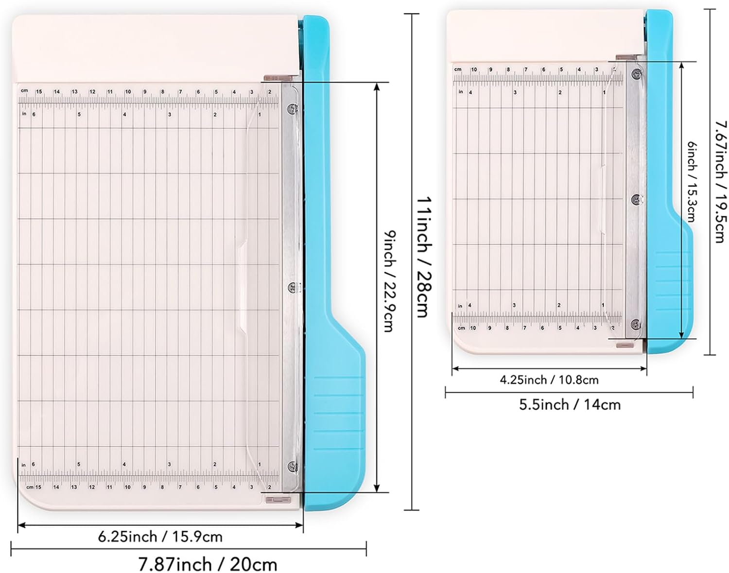 Briartw 2 Pack, 6" and 9" Guillotine Paper Trimmer - Precision Blade for Paper,Photos,Cardstock,Fabric,Leather with Self-Sharpening Blade, Inch/Cm Grid, Portable Paper Cutter for Crafting