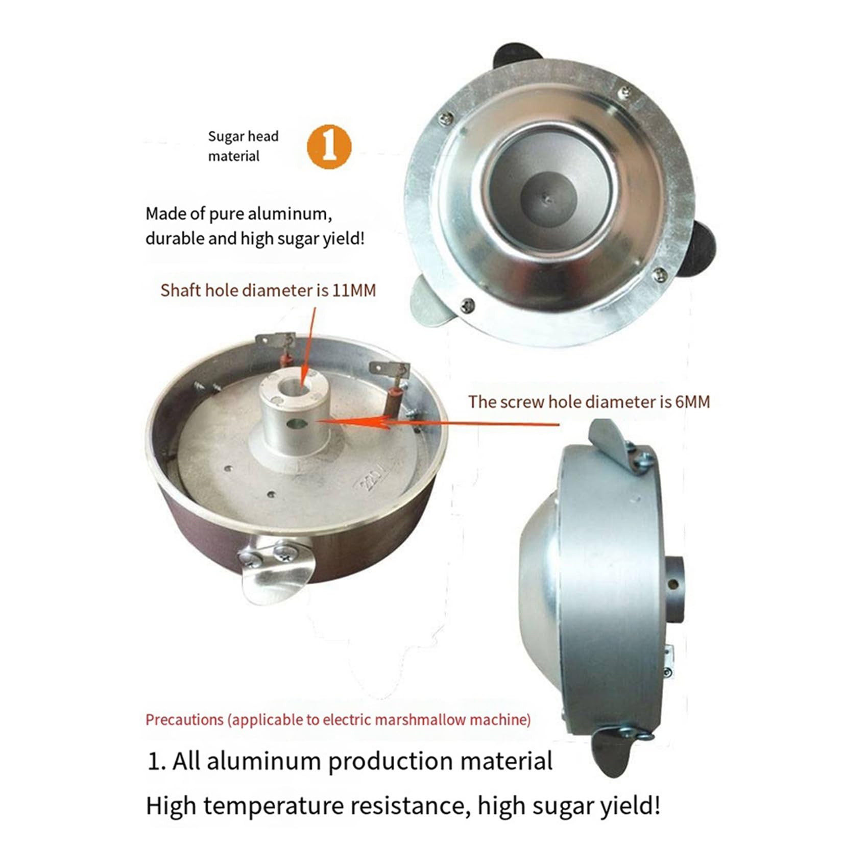 2X Zuckerkopf, Zuckerwatte, Zuckerwattemaschine, Kessel, Bonbonauslassvorrichtung, Drehteile für Zuckerwattemaschine, 220 V