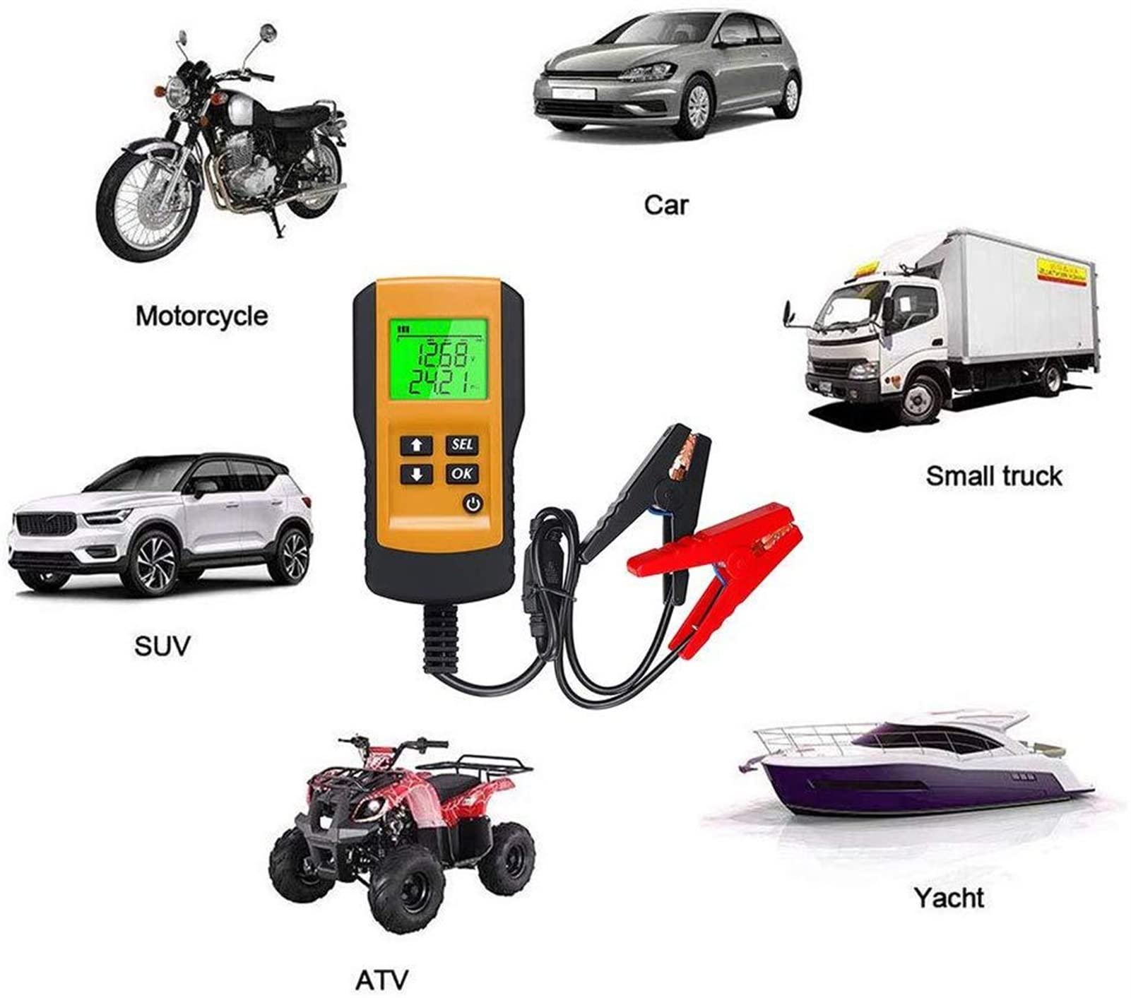 Comprobador de baterias, Probador de batería Tesajero de voltaje de batería de coche 12V Cca Detector instrumento de prueba de resistencia interna AE300 Herramienta de escáner for camión automático