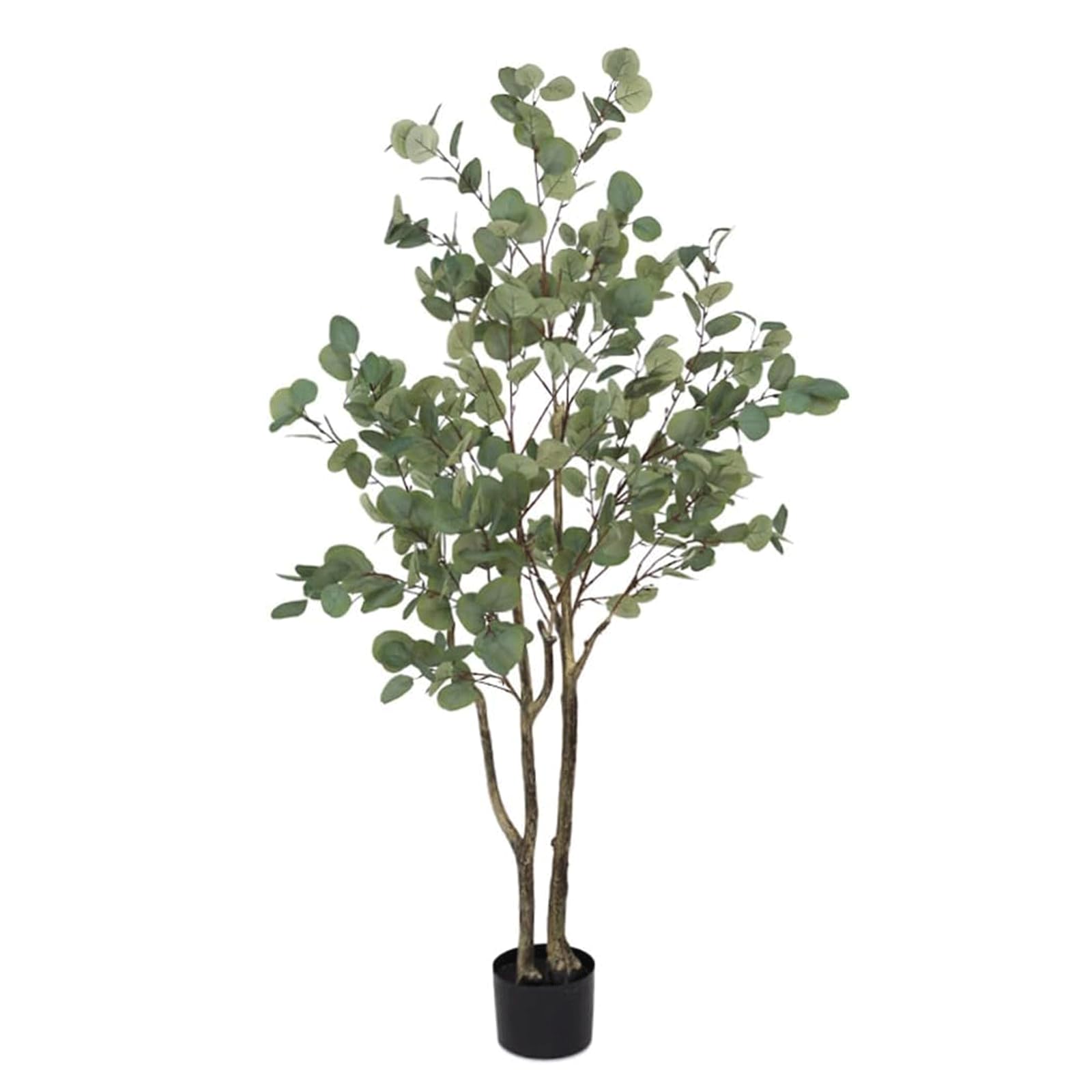 GLJTUO fake tree Artificial Eucalyptus Tree, 4.9ft Fake Plants With Plastic Pot Indoors Outdoors Home Office Potted Decoration Greenery Plant Realistic Design,A