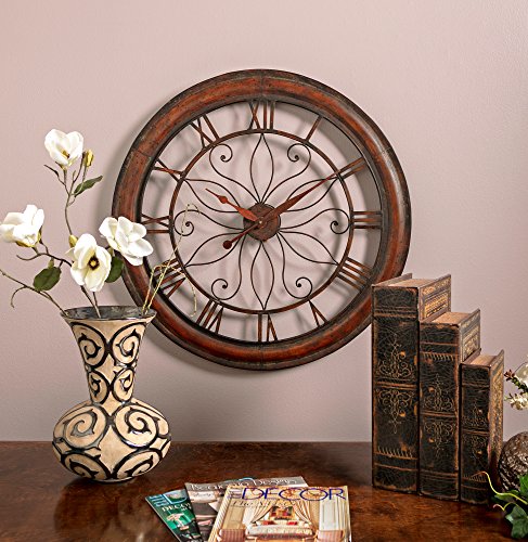 IMAX 1003 Oversized Wall Clock - Open Back Round Wall Clock, Analogue Clock for Hotel, Living Room, Dining Room. Modern Wall Clocks