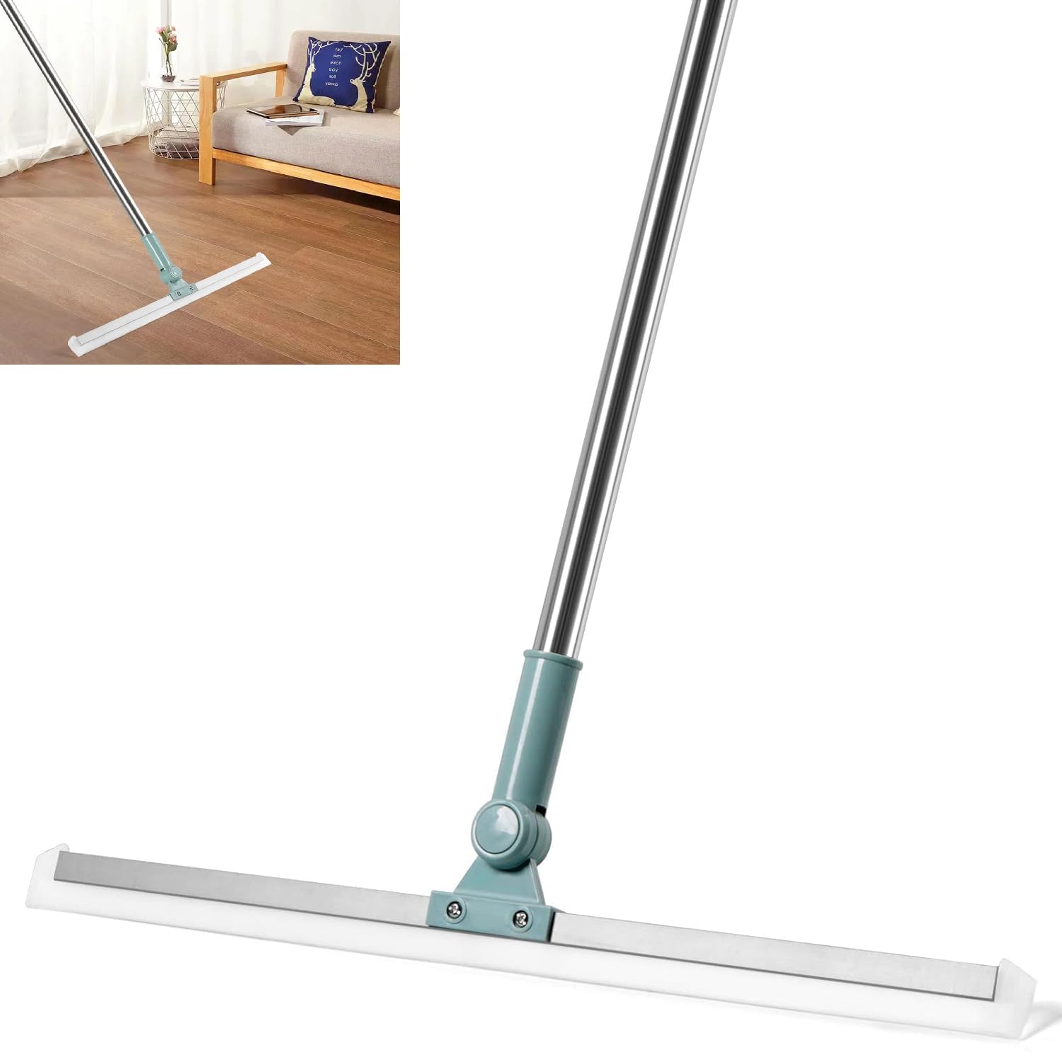 KESI ORNAMENTS Slim Floor Wiper Squeegee Broom for Floor, Heavy Duty Floor Squeegee with Long Handle Adjustable Telescopic Pole, Floor Wiper for Home Bathroom Tile Marble Glass Window Cleaning (B0DGGF8TR8) Amazon Price History, Amazon Price Tracker