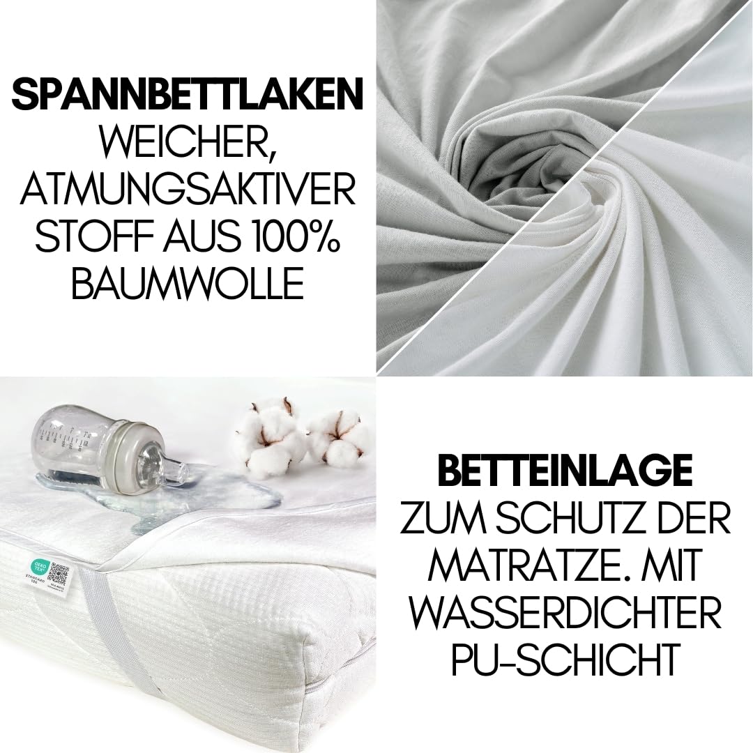 hauck Kinderreisebett Sleep N Play Go Plus XXL-Set – inkl. Matratze, Spannbettlaken, Insektenschutz & wasserdichter Betteinlage – faltbares Babyreisebett – Dusty Cork