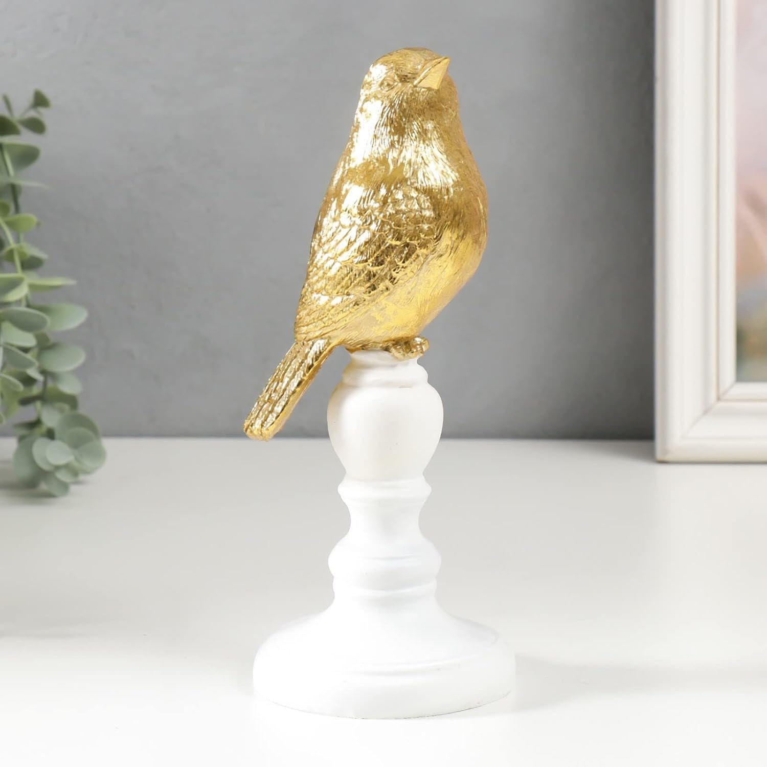 AEVVV Gold Birds Collectible Figurines - Bird Figurines Home Decor - Gold Decor Accents - Bird Sparrow Decor Gold - Sparrow Statue - Gifts for Bird Lovers