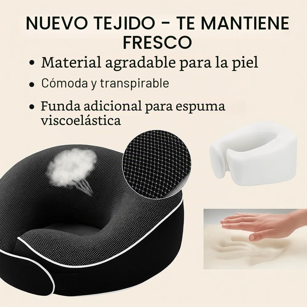 Cojín para el Cuello | Ideal después del trasplante de Cabello o para Viajar en Coche o avión | Contiene Extras como Antifaz para Dormir y protección auditiva